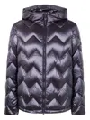 Peuterey Chevron Quilted Puffer Jacket With Hood In Blue