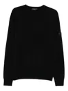Peuterey Classic Black Crewneck Sweater With Ribbed Details In Black
