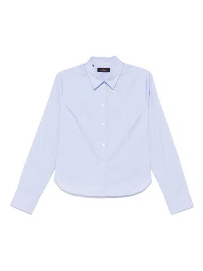 Peuterey Classic Striped Shirt In White In Bianco E Celeste