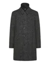 Peuterey Check-pattern Buttoned Single-breasted Coat In Black