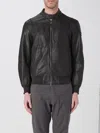 Peuterey Stylish Grey Biker Leather Jacket In Braun