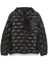 Peuterey Geometric Quilted Down Jacket With Heat-sealed Zippers In Black