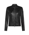 Peuterey Fitted Biker Jacket In Soft Dyed Nappa Leather In Nero Neri E Grigi