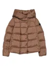 Peuterey Cropped Brown Quilted Coat With High Collar And Spacious Hood In Brown