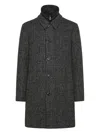 Peuterey Dark Grey Check Wool Blend Coat With Classic Collar In Gray