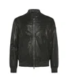 Peuterey Stylish Grey Biker Leather Jacket In Black