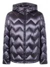 Peuterey Chevron Quilted Puffer Jacket With Hood In Purple