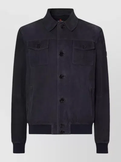 Peuterey Collared Jacket Long Sleeves Chest Pockets In Blue