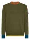 Peuterey Colour-block Crew-neck Sweater In Green