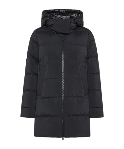 Peuterey Contrast-colored Hood Down Jacket In Black