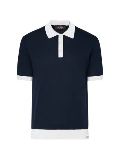 Peuterey Contrast-collar Polo Shirt In Blue
