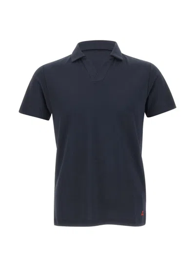 Peuterey Cotton And Silk Polo Shirt In Blue