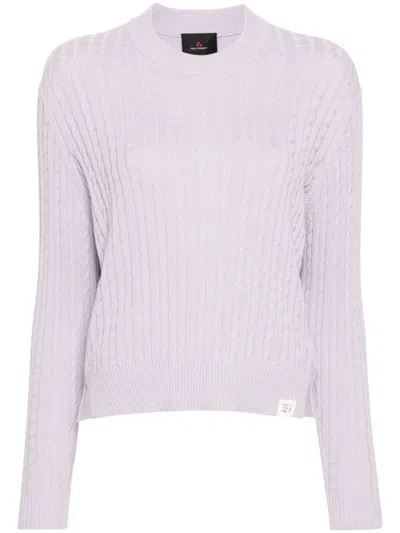 Peuterey Cable-knit Cotton Jumper In Lilac
