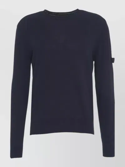 Peuterey Crew Neck Knit Top Long Sleeves In Blue