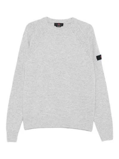 Peuterey Crew-neck Logo-patch Sweater In Gray