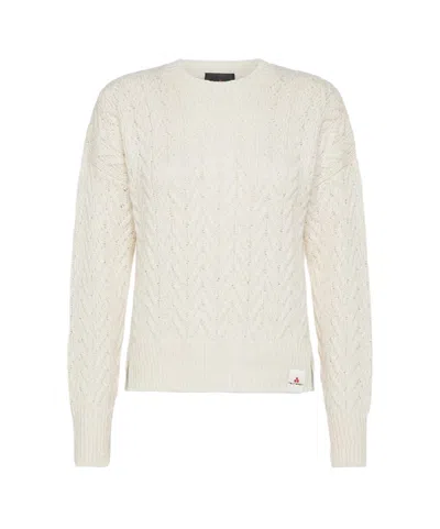 Peuterey Crew-neck Herringbone Sweater For Women In White