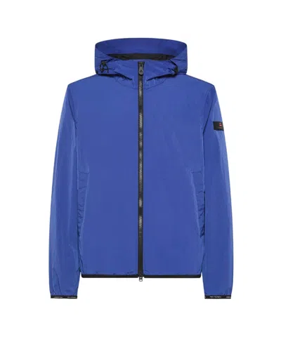 PEUTEREY CRINKLE-EFFECT WINDPROOF JACKET WITH ADJUSTABLE HOOD