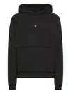 Peuterey Ribbed Knit Hoodie With Polished Finish In Black
