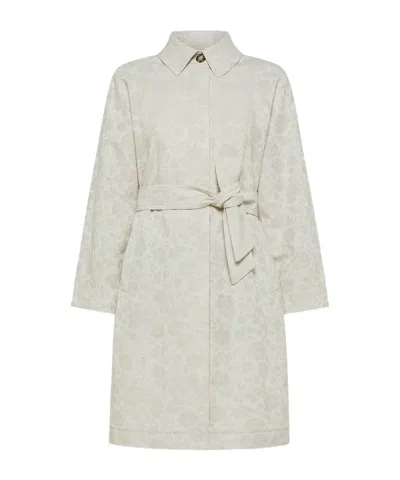 Peuterey Damask-effect Jacquard Trench Coat In Toni Neutri