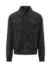 Peuterey Dark Blue Solid Shirt Collar Jacket In Black