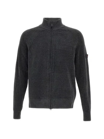 Peuterey Denis Ribbed Zip-up Sweater In Black