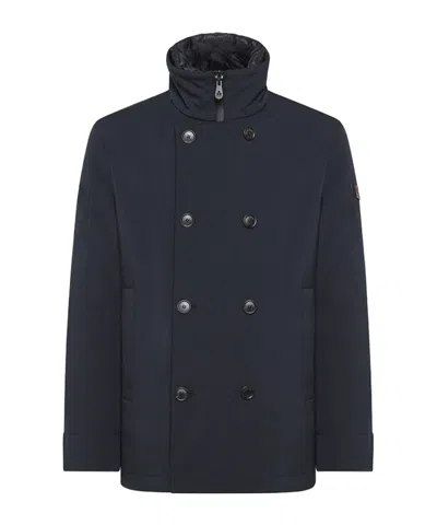 Peuterey Detachable-bib Double-breasted Coat In Blue