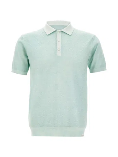 Peuterey Diamond-pattern Cotton Polo Shirt In Blue