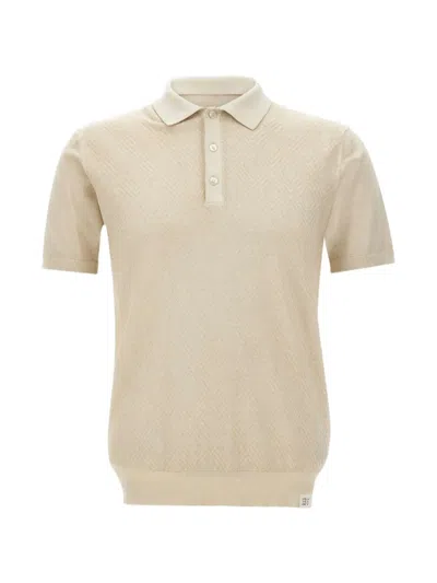 Peuterey Diamond-pattern Polo Shirt In Neutral