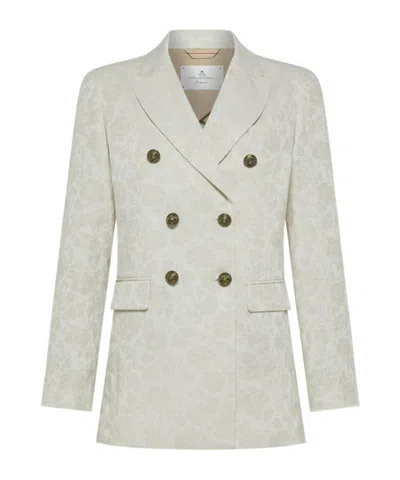 Peuterey Double-breasted Blazer With Jewel Buttons In Natural Color