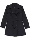 Peuterey Double-breasted Blue Coat With Metallic Buttons In Black