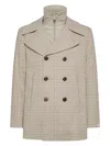 Peuterey Double-breasted Check-print Coat In Neutral