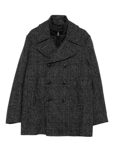 Peuterey Double-breasted Checked Coat In Black