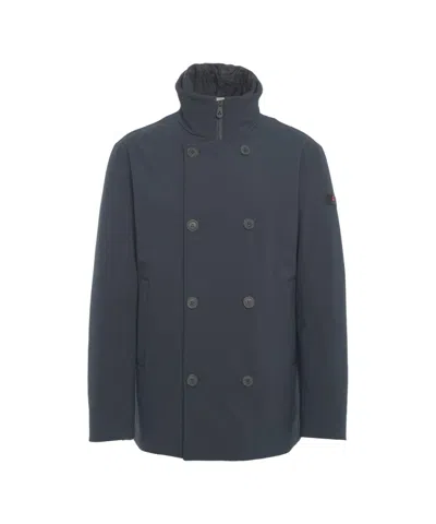 Peuterey Double-breasted Jacket With Concealed Zipper In Blue