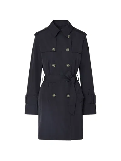 Peuterey Double-breasted Belt-fastening Coat In Blue