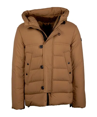 Peuterey Eddie Hooded Down Jacket In Brown