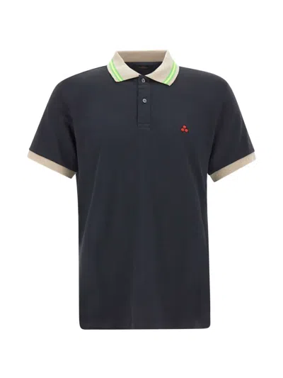 Peuterey Embroidered-logo Piqué Polo Shirt In Blue