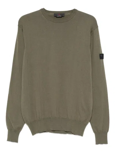 Peuterey Exmoor 07 Logo-patch Crew Neck Sweater In Green