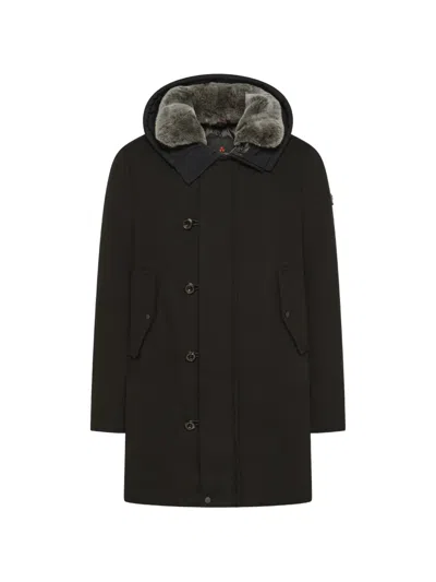 Peuterey Faux-fur Trim Hooded Coat In Brown