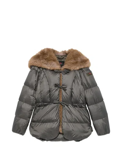 Peuterey Faux-fur Trim Padded Coat In Gray