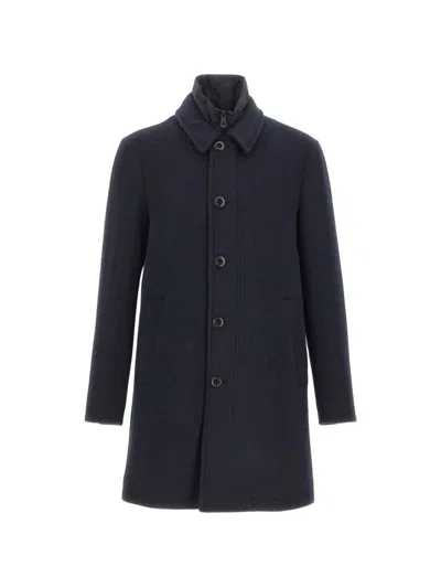 Peuterey Fionnghal Wool Coat In Blue