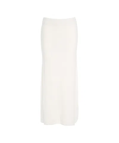 Peuterey Fitted Wool Midi Skirt With A-line Silhouette In White