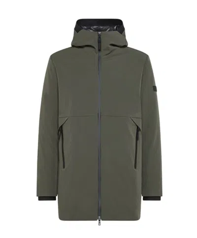 PEUTEREY FULL-LENGTH ZIP HOODED JACKET IN STRETCH NYLON
