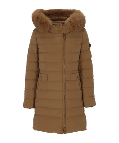 PEUTEREY FUR-TRIMMED HOODED COAT
