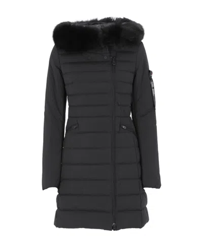 Peuterey Fur Trimming Down Jacket In Black