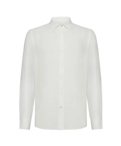 Peuterey Garment-dyed Linen Slim-fit Shirt With Italian Collar In Neutral