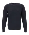 Peuterey Solid Blue Sweater With Round Neckline In Black