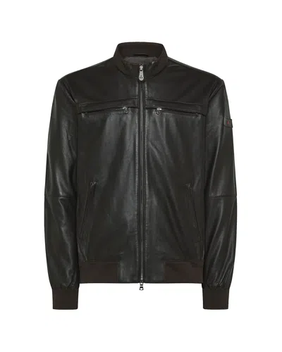PEUTEREY BROWN LEATHER JACKET