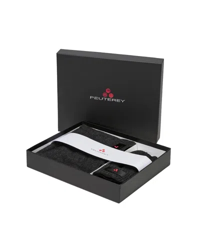 Peuterey Gift Set Sciarpa E Berretto Blu Grafite In Gray