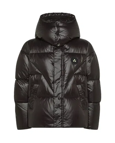 PEUTEREY BLACK SHINY HOODED PUFFER JACKET