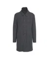 Peuterey Dark Grey Check Wool Blend Coat With Classic Collar In Gray